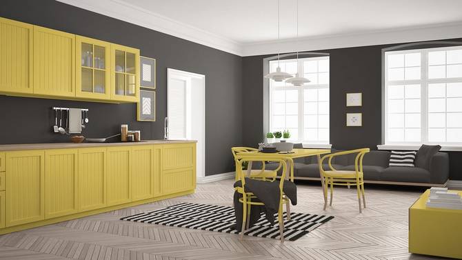 yellow accents in kitchen